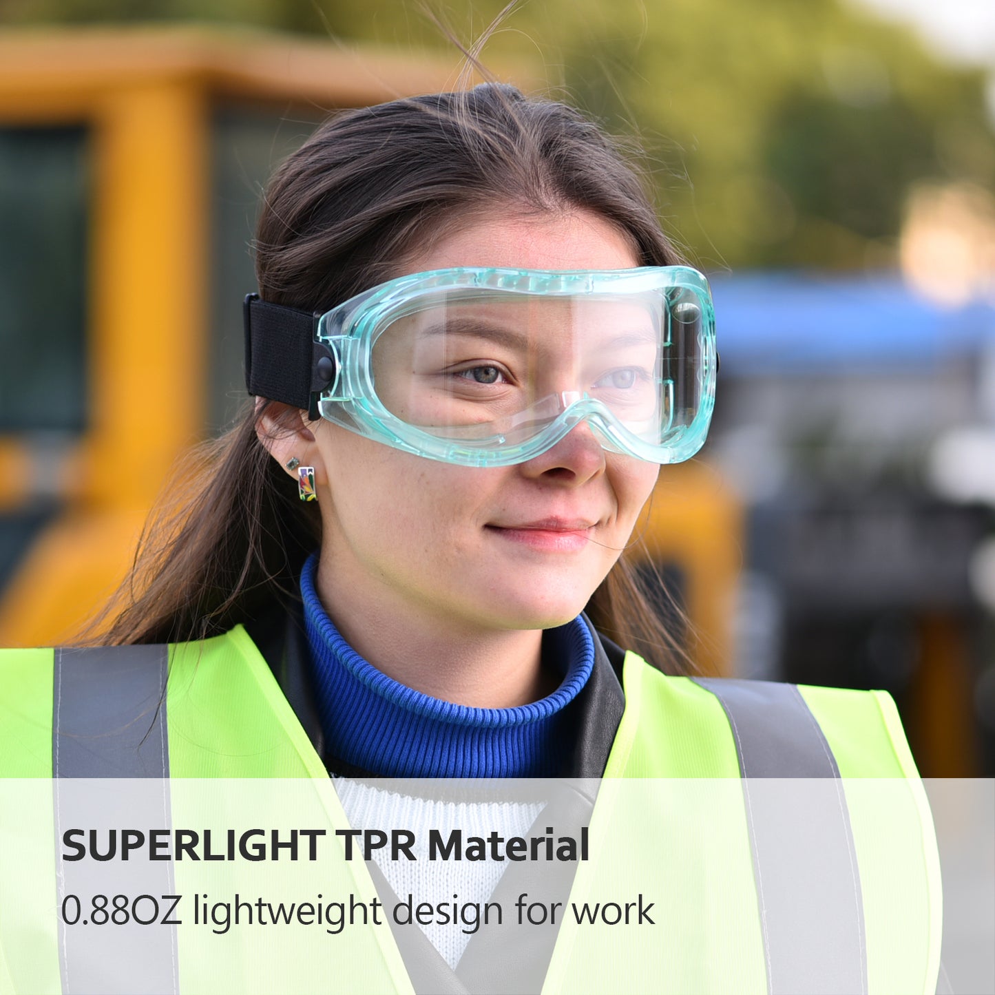 SAFEYEAR Anti Fog Safety Goggles Green【ANSI Z87 Approved】 HD Scratch Resistant Safety Glasses for Men and Women, VU Protection Over Glasses Work Goggles
