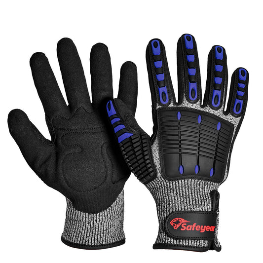 SAFEYEAR Heavy Duty Anti-Impact Mechanic Work Gloves FL-HDPABU