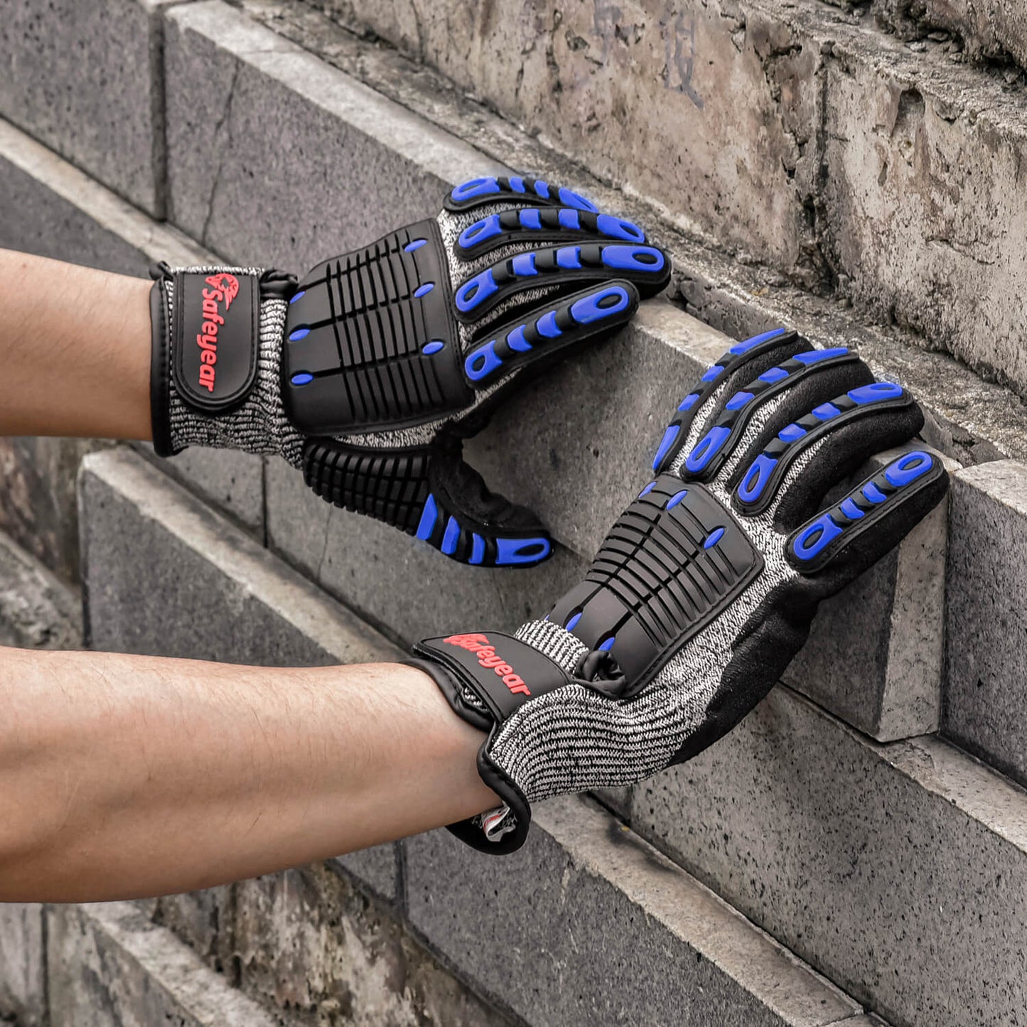 SAFEYEAR Heavy Duty Anti-Impact Mechanic Work Gloves FL-HDPABU