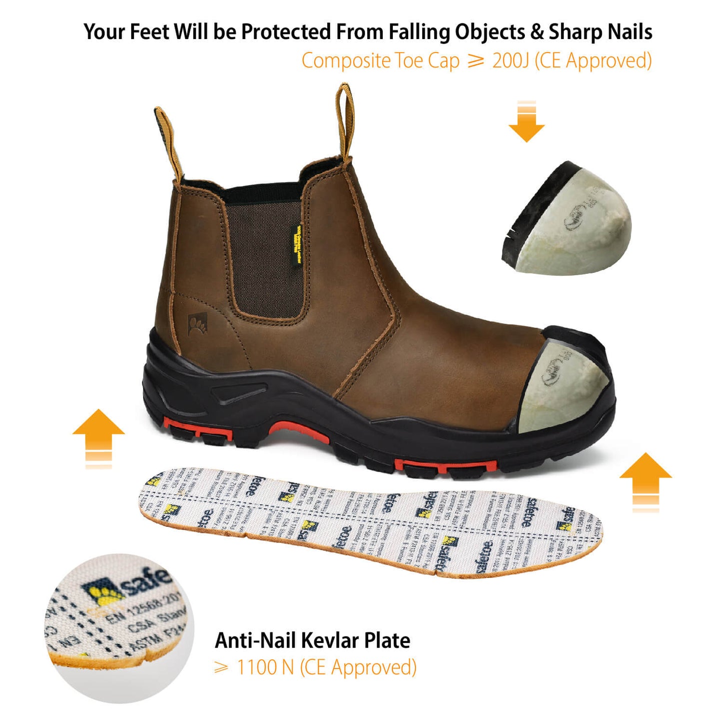 Composite Toe Chelsea Work Boots - Antler NBO