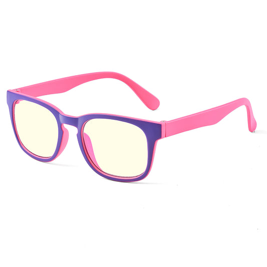 SAFEYEAR Blue Light Blocking Glasses for Kids TR90 Anti-Blue Light Reading Glasses,Square Flexible Frame Anti-Eyestrain Anti-Glare Anti UV Computer Glasses Age 3-12 Purple