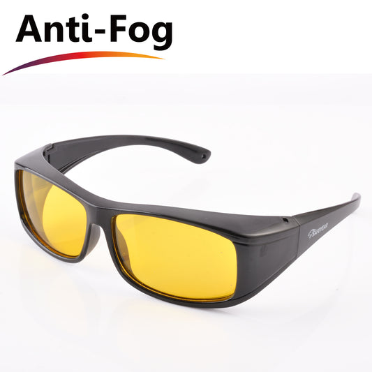 SAFEYEAR Night Vision Glasses for Driving, SG011BK-FM Anti Glare HD DHB Cycle Road Cycling Night Driving Glasses, UV Polarized Clear Glasses for Shooting,Ladies Nighttime Fishing Glasses Men & Women