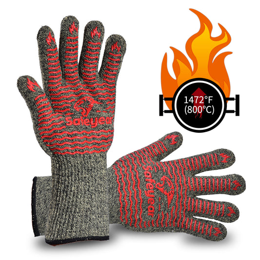 SAFEYEAR Safety Gloves Black Oven High Temperature Resistance wearproof  BBQ Anti-slip