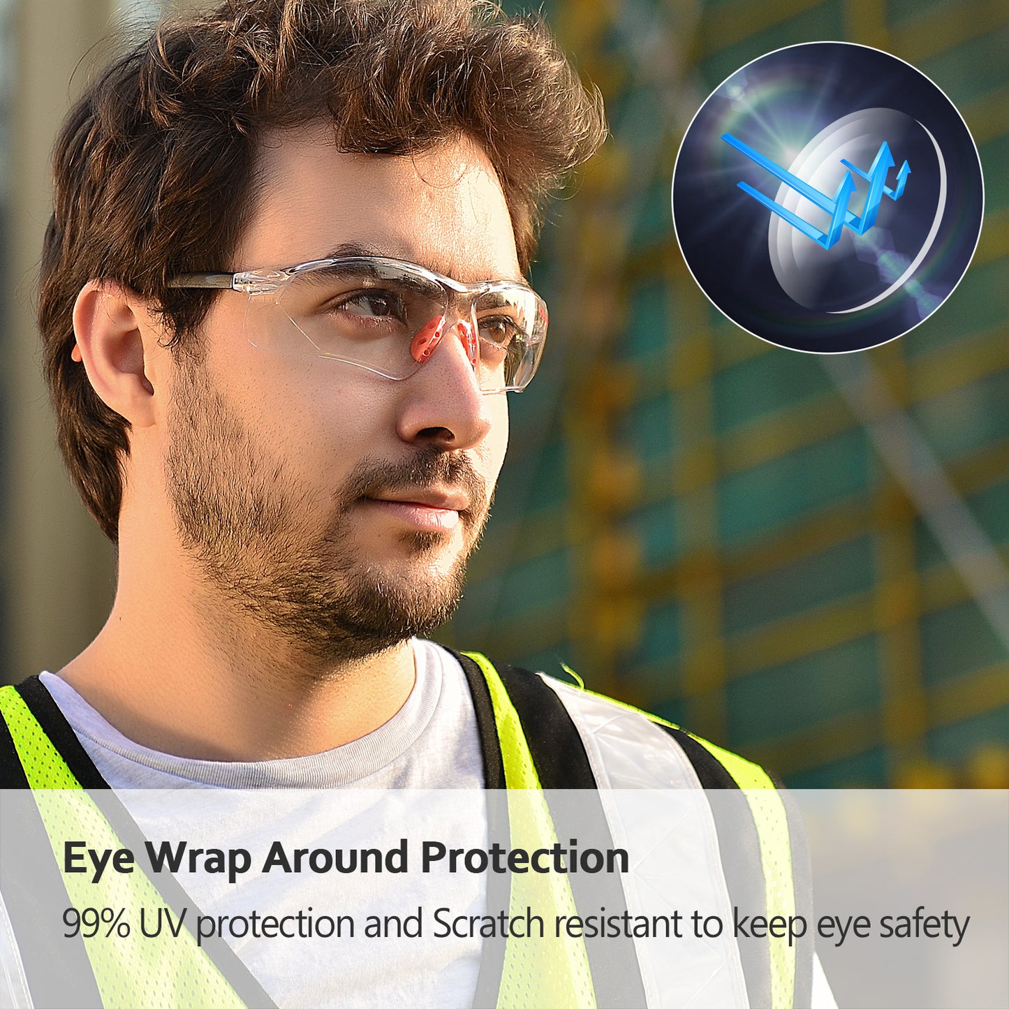 SAFEYEAR Anti Scratch Safety Glasses- SG003 HD Anti Fog Work Glasses for Women and Men Adults No-Slip Grips, VU Protection Safety Goggles for DIY, Chemistry Lab, Welding, Grinding,Garden