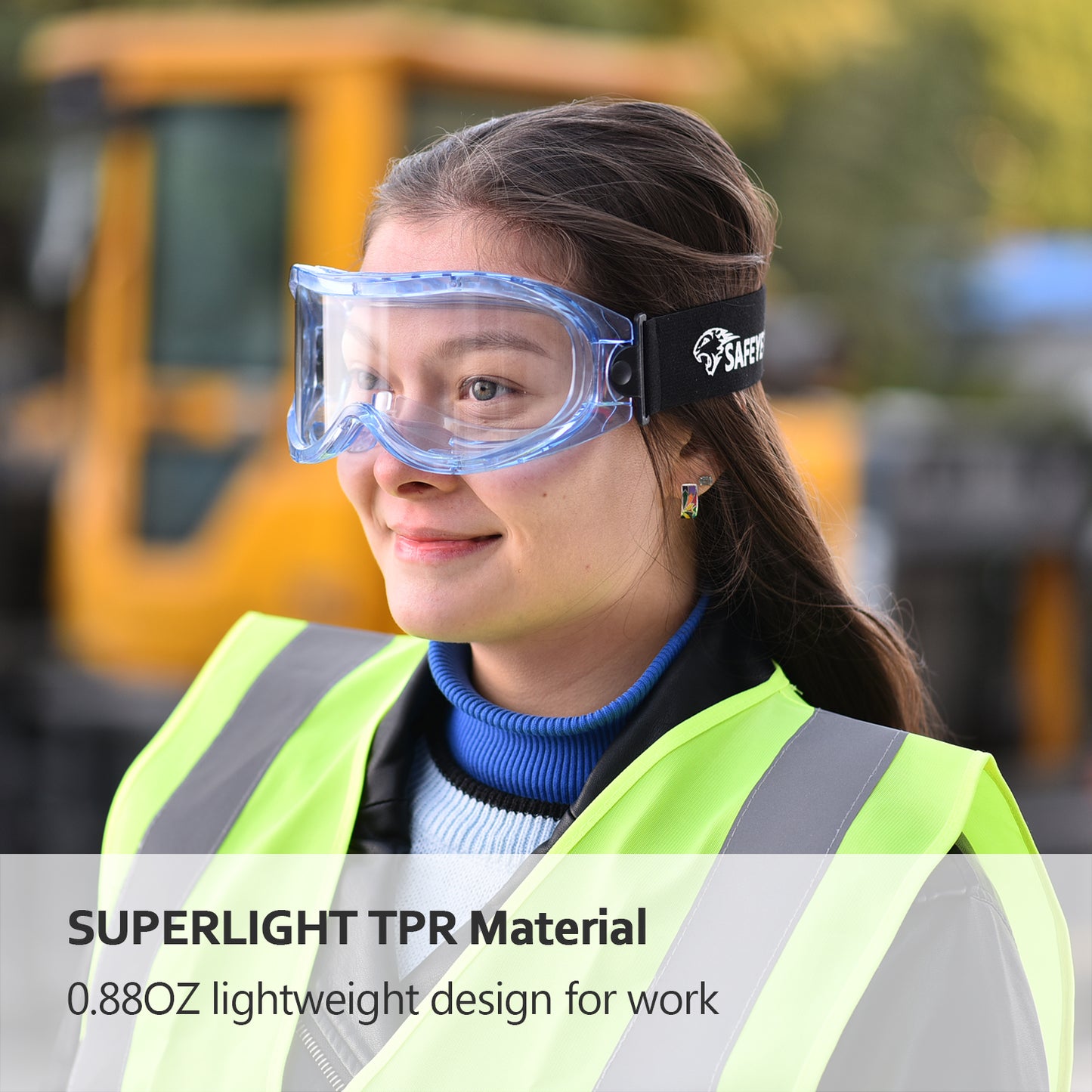 SAFEYEAR Anti Fog Safety Goggles Blue【ANSI Z87 Approved】 HD Scratch Resistant Safety Glasses for Men and Women, VU Protection Over Glasses Work Goggles