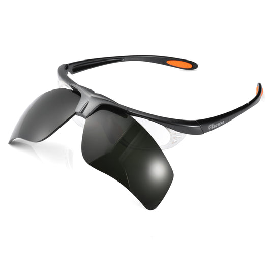 SAFEYEAR Welding Safety Work Glasses【ANSI Z87.1】Anti Scratch Dark Lenses UV400 Protection Flip Cover Design