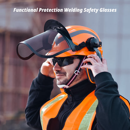 SAFEYEAR Welding Safety Work Glasses【ANSI Z87.1】Anti Scratch Dark Lenses UV400 Protection Flip Cover Design