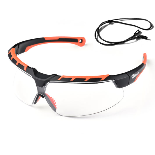 SAFEYEAR Anti Fog Safety Work Glasses【ANSI Z87.1】Anti Scratch HD Lens UV400 Protection Orange