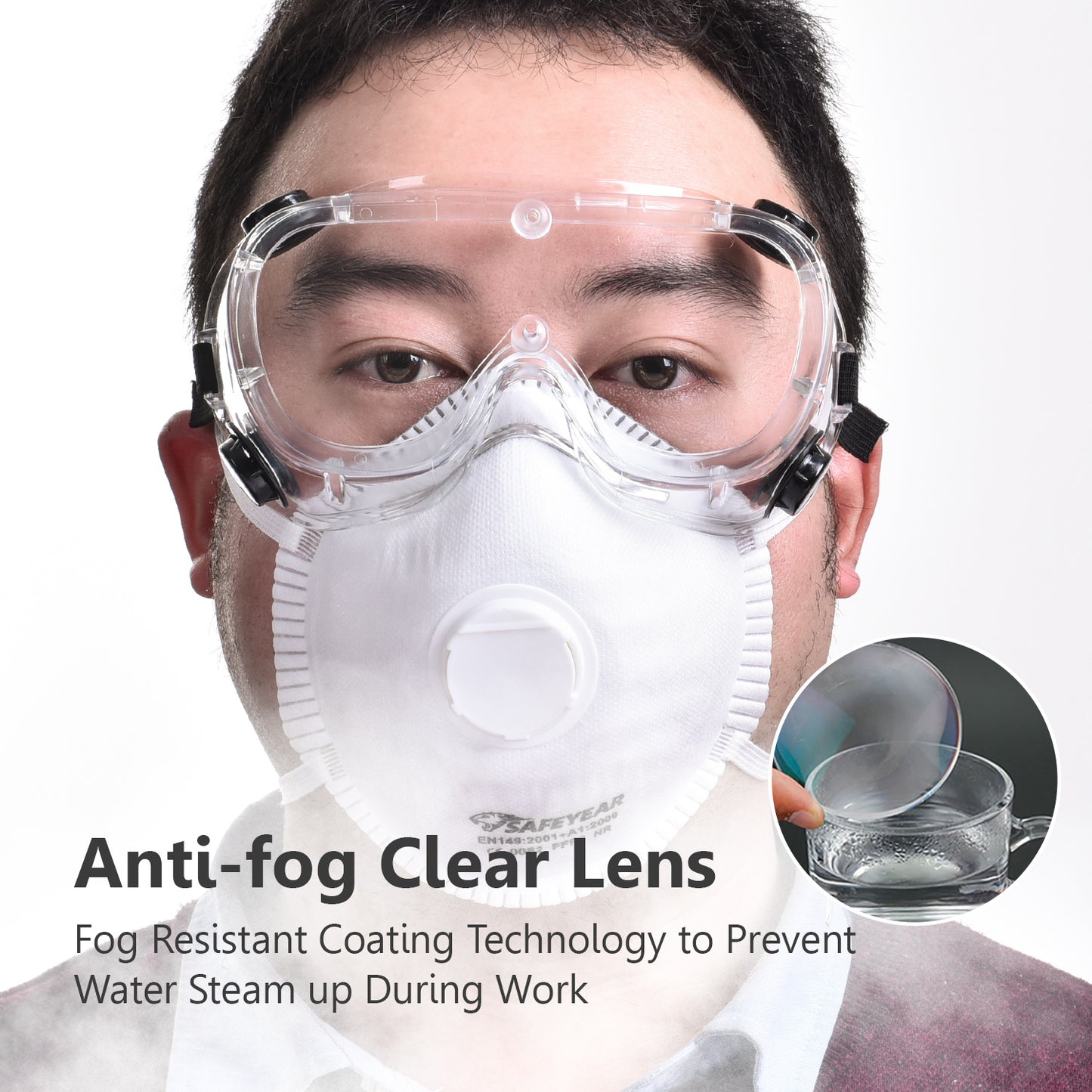 SAFEYEAR Goggles Anti Fog Safety Work Glasses【ANSI Z87.1】Anti Scratch HD Lens UV400 Protection